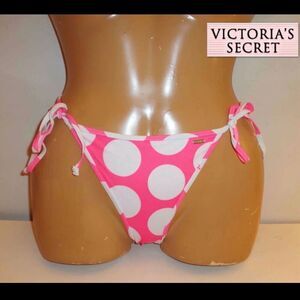 NWT Victoria's Secret Pink M Vintage Y2K Polka Dots Strings Bikini Bottom Hot Pi